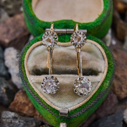 Vintage Rose Cut Diamond Dangle Earrings