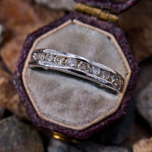 Channel Set Diamond Wedding Band Ring Platinum