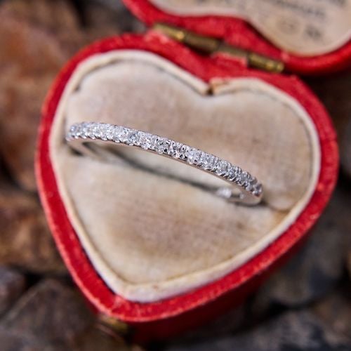 Sparkling Diamond Wedding Band Ring 14K White Gold