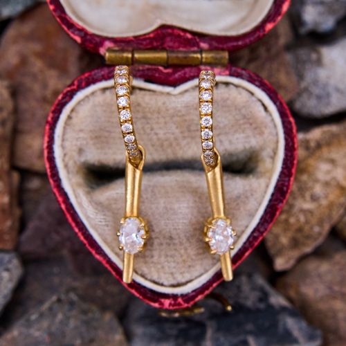 Jade Trau Rae Pavé Diamond Huggie Drop Earrings 18K Yellow Gold