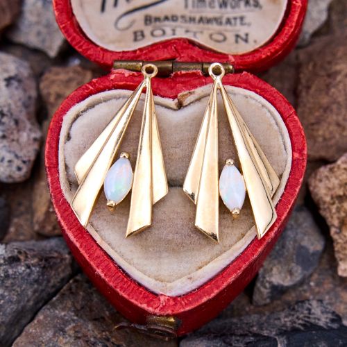 Marquise Opal Earring Jackets 14K Yellow Gold