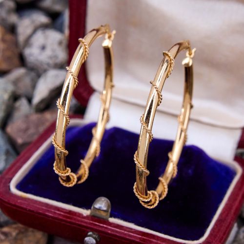 Large Gold Hoop Earrings 14K Yellow Gold 
