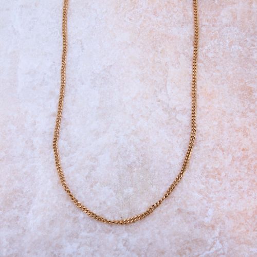 2.8MM Flat Curb Chain Necklace 24" 14K Yellow Gold