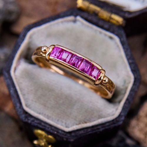 Channel Set Ruby Ring 14K Yellow Gold