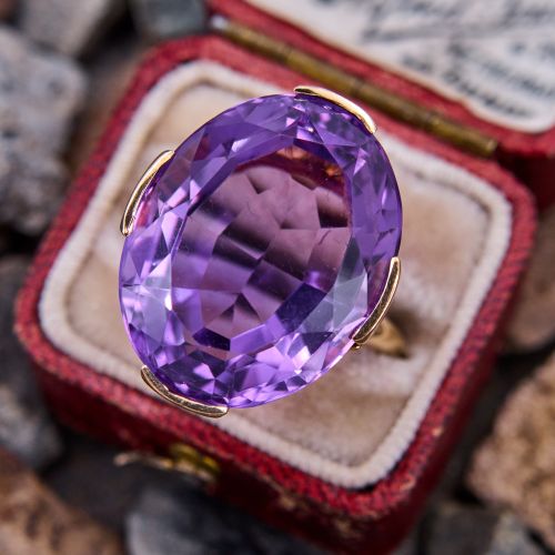 Spectacular Amethyst Cocktail Ring 14K Yellow Gold