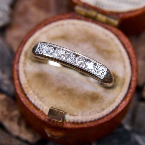 1950s Diamond Wedding Band Ring 14K White Gold
