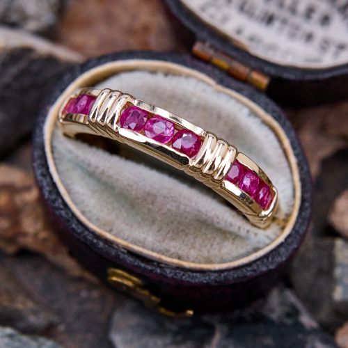 Lovely Channel Set Ruby Band Ring 14K Yellow Gold