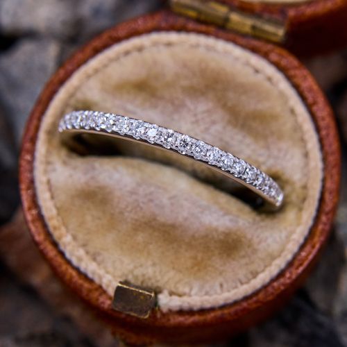 Low Profile Diamond Band Ring 18K White Gold