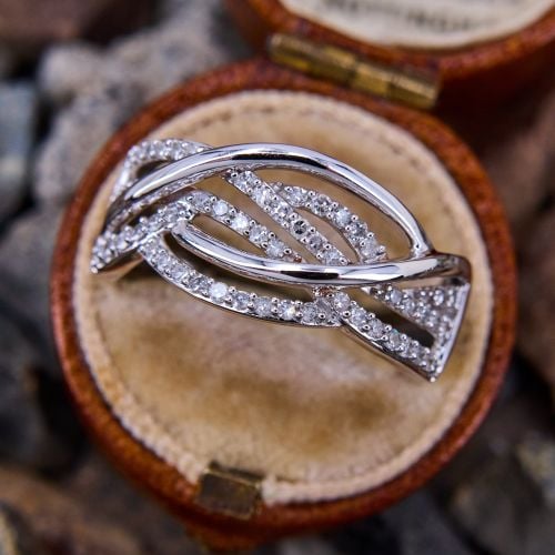 Crossover Diamond Ring White Gold