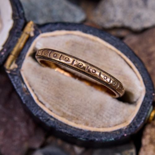 Antique Engraved Wedding Band Ring 14K Yellow Gold, Size 6