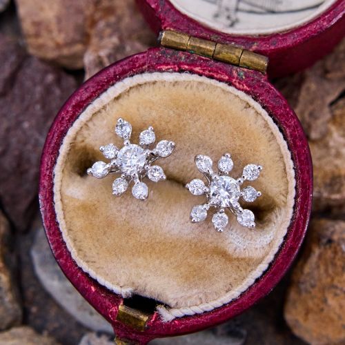 Sparkling Petite Diamond Earrings 14K White Gold