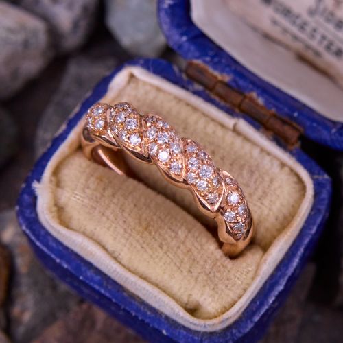 Pavé Twisted Rope Ring 18K Rose Gold