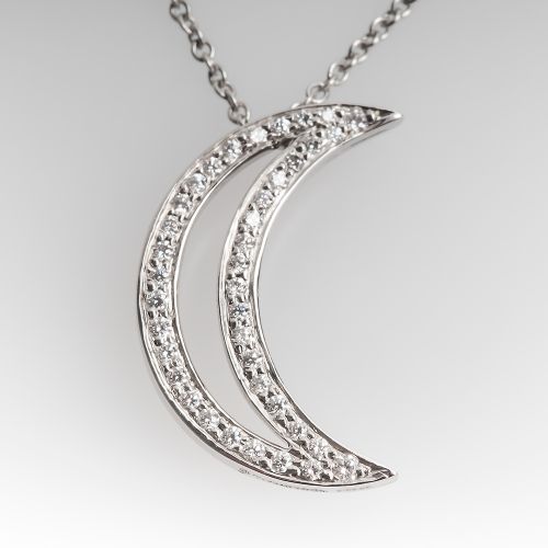Tiffany & Co. Moon Pendant Platinum Diamonds, Retail $2750