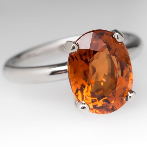 5 Carat Reddish-Orange Natural Tourmaline Solitaire Ring