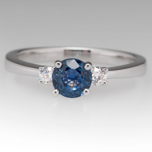 Three Stone Montana Sapphire & Diamond Ring - To Benefit Dance for a Cure - Fire And Ice