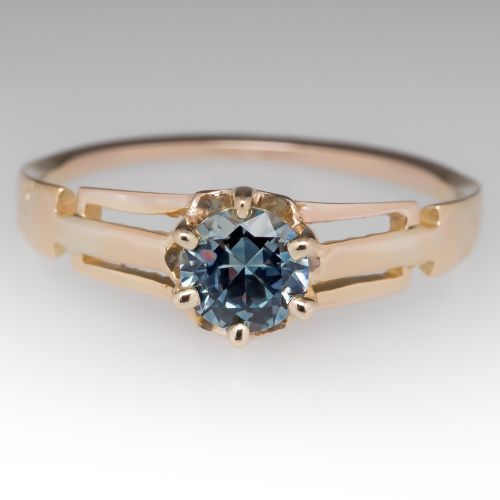 Amanda D Facebook Giveaway Ring - Green-Blue Montana Sapphire Set in 14K Victorian Solitaire Mounting