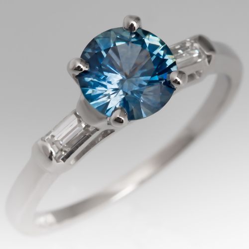 Dance For A Cure 2019 Montana Sapphire Ring with Baguette Diamonds