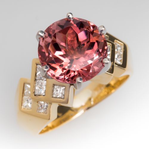 4.3 Carat Pink Tourmaline Ring w/ Diamond Accents 18K