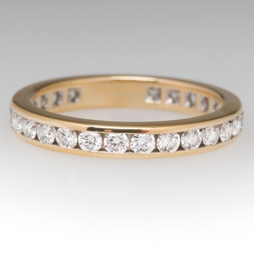 Tiffany Diamond Wedding Eternity Band 3mm 18K Gold $4875 Retail