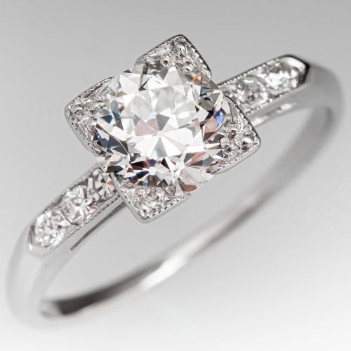 Art Deco Transitional Cut Diamond Engagement Ring 0.94ct G/SI1 GIA