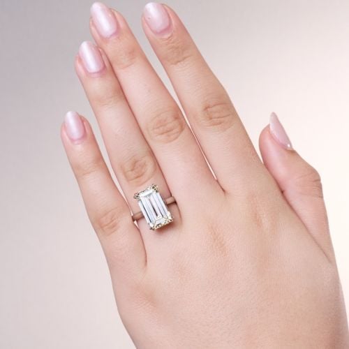 8 Carat Emerald Cut Diamond Solitaire Engagement Ring Platinum Q-R/VS1