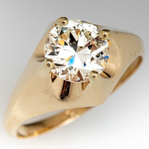 Vintage Diamond Solitaire Engagement Ring 14K Yellow Gold