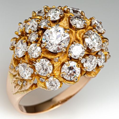 Gorgeous Diamond Dome Ring 14K Yellow Gold