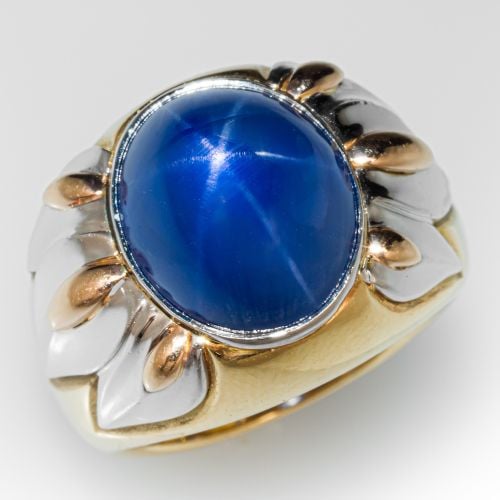 Vintage Star Sapphire Ring 18K Yellow Gold & Platinum