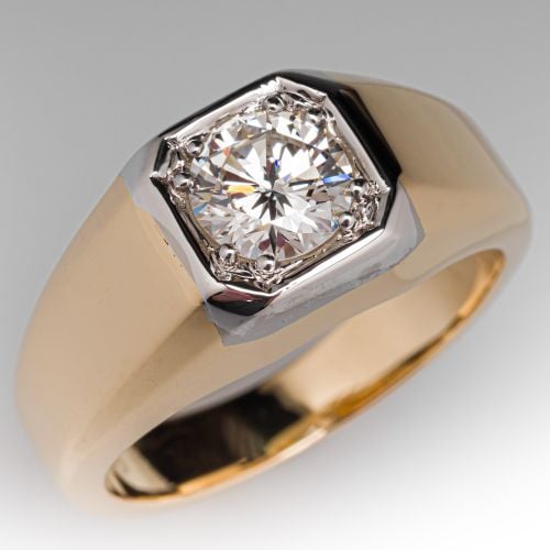 Mens Jabel 1 Carat Diamond Ring 18K Two Tone Gold