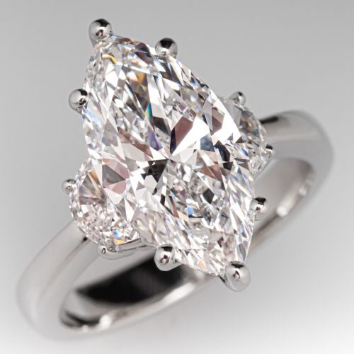 3.5 Carat Marquise Lab Grown Diamond Ring in Platinum 