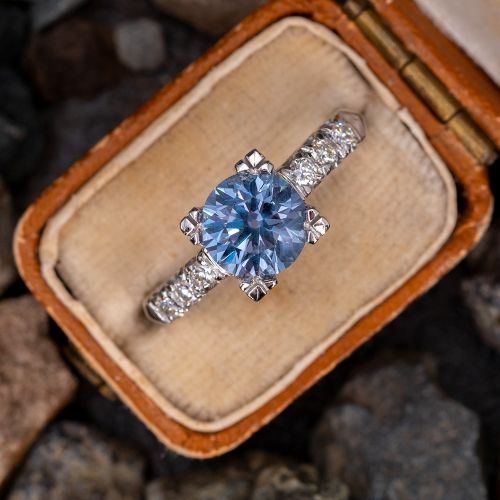 Beautiful Vibrant Blue No Heat Montana Sapphire Ring in 1950's Mounting