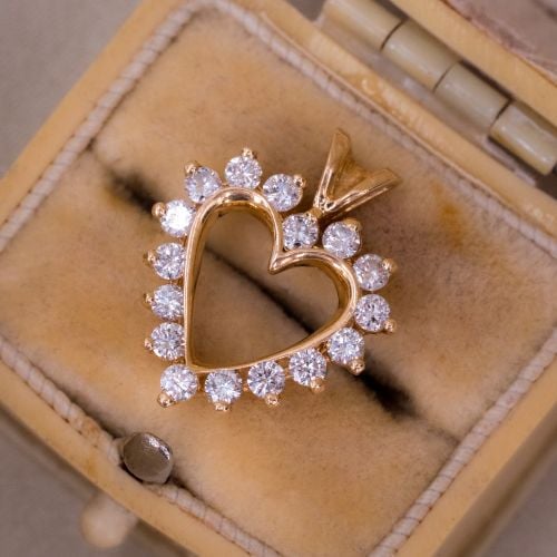 Final Sale: Open Diamond Heart Pendant 14K Yellow Gold