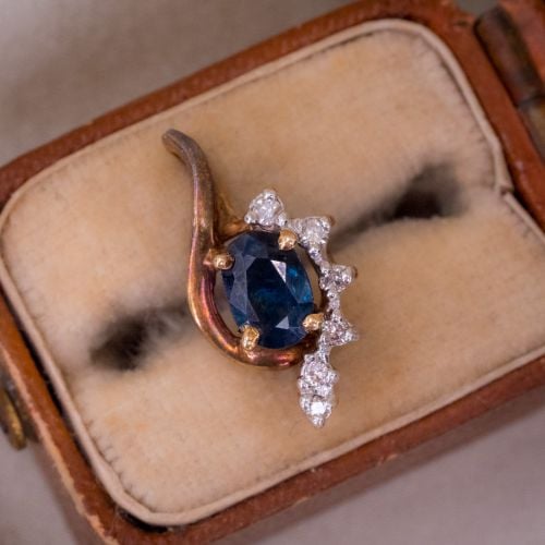 Final Sale: Petite Oval Sapphire Pendant w/ Diamonds 14K Yellow Gold