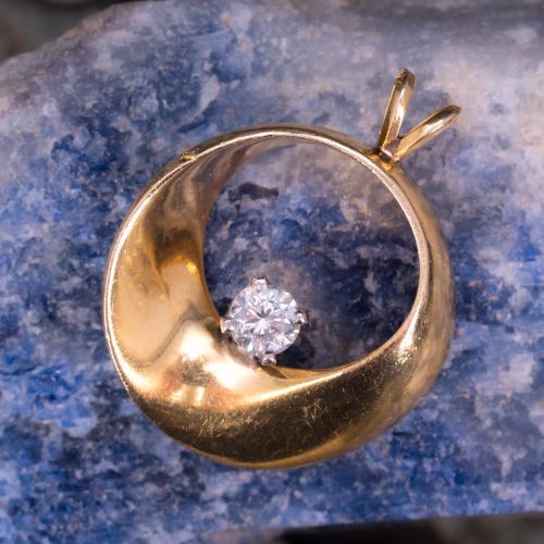 Final Sale: Beautiful Twisted Circle Diamond Pendant 14K Yellow Gold