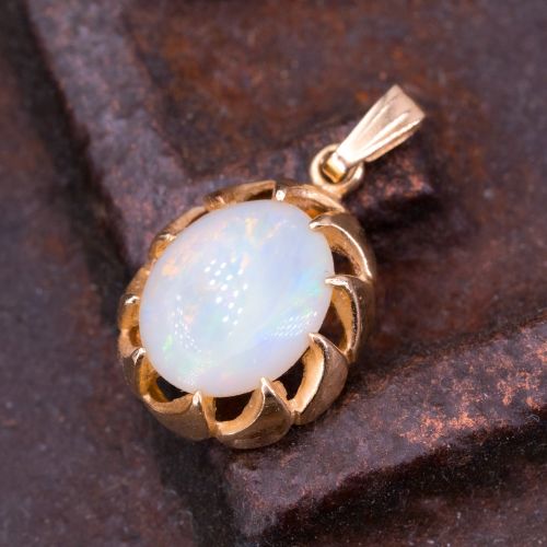 Final Sale: Oval Opal Pendant 14K Yellow Gold