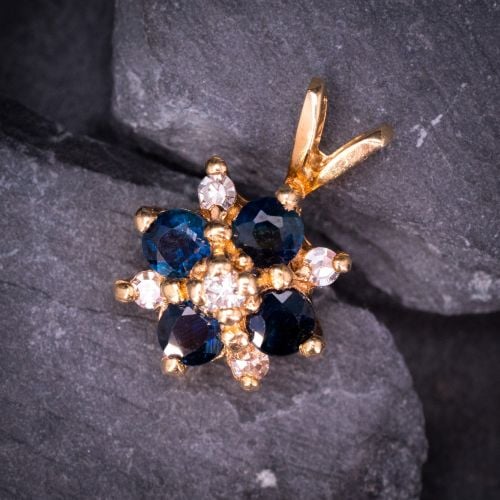 Final Sale: Petite Diamond & Sapphire Pendant 14K Yellow Gold