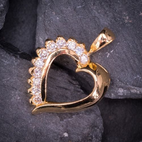 Final Sale: Diamond Heart Pendant 14K Yellow Gold