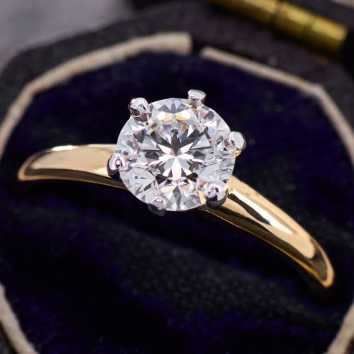 90 Carat Lab Grown Diamond in 1940s 14K Two Tone Gold Ring