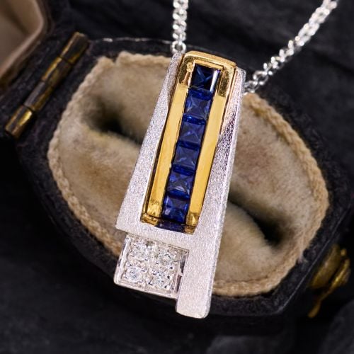Sapphire & Diamond Cross Pendant – 14K White Gold With Silver Chain, Elegant Jewelry Gift - View #9