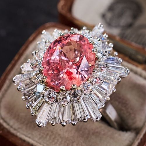 Ceylon Padparadscha Sapphire Ring 4 Carat No Heat AGL Certified