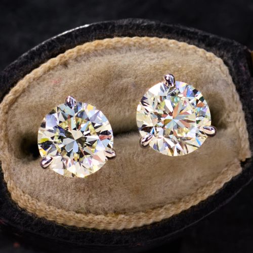 3 Total Carat GIA Certified Diamond Stud Earrings 14K White Gold L/VVS1