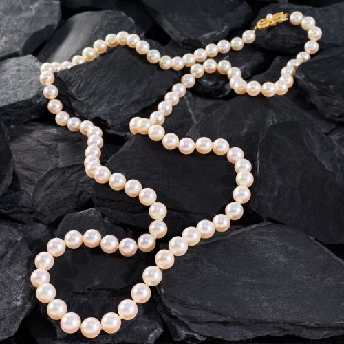 5 ROW AAAA 7-8 MM NATURAL ROUND WHITE SOUTH SEA PEARL BRACELET 925s