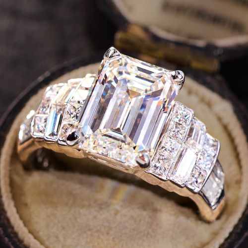 4 Carat Radiant Cut Lab Grown Diamond in Contemporary Platinum Ring