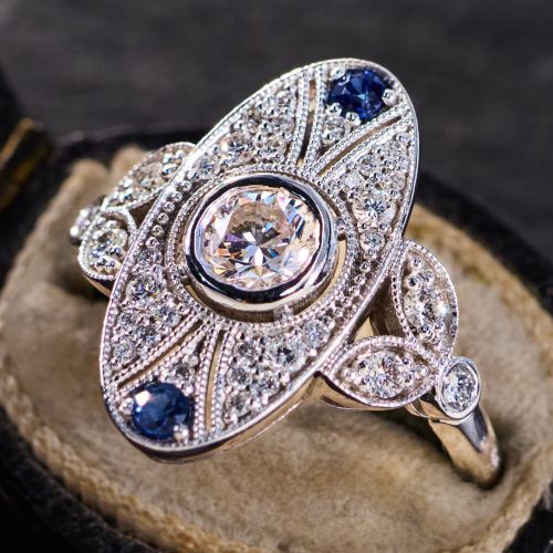 Custom Dinner Rings Art Deco Style Diamond Dinner Ring 14K White Gold