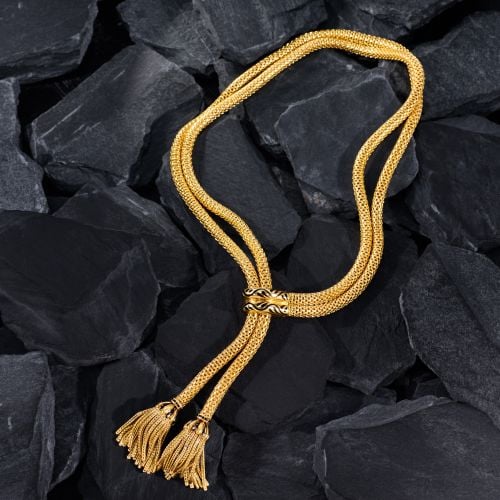 Vintage Bolo Tassel Necklace 18K Yellow Gold