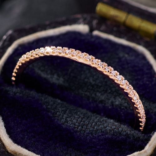 Final Sale: Narrow Diamond Eternity Band Ring 14K Rose Gold Size 4.25