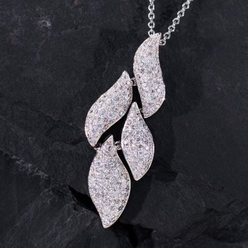 Four-Section Diamond Pendant Necklace 14K White Gold
