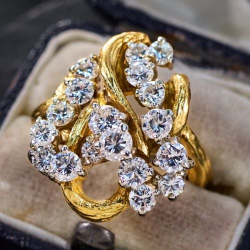 Styalized Heart Motif Diamond Ring 18K Two Tone Gold