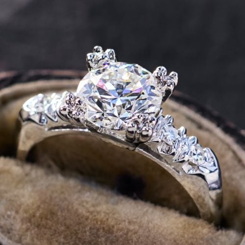 1 Carat Lab Grown Diamond in 1950s Platinum Diamond Ring