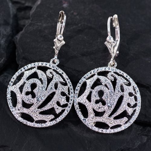 Pierced Love Dangle Earrings 14K White Gold